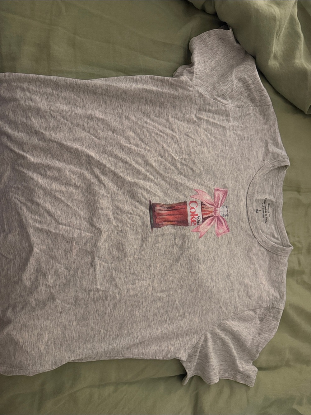 Abercrombie & Fitch Gray Tee with Pink Bottle Graphic